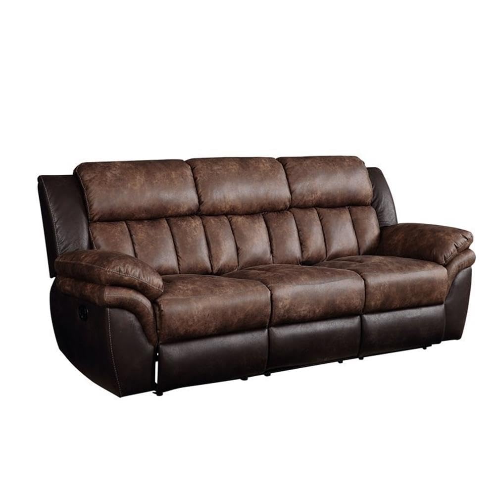 Acme Jaylen Sofa (Motion) In Toffee And Espresso Polished Microfiber